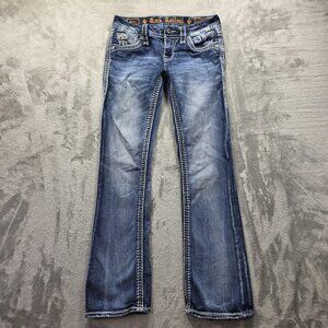 Rock Revival Jeans Womens 26 Bootcut Rima B202R Distressed Embellished Denim